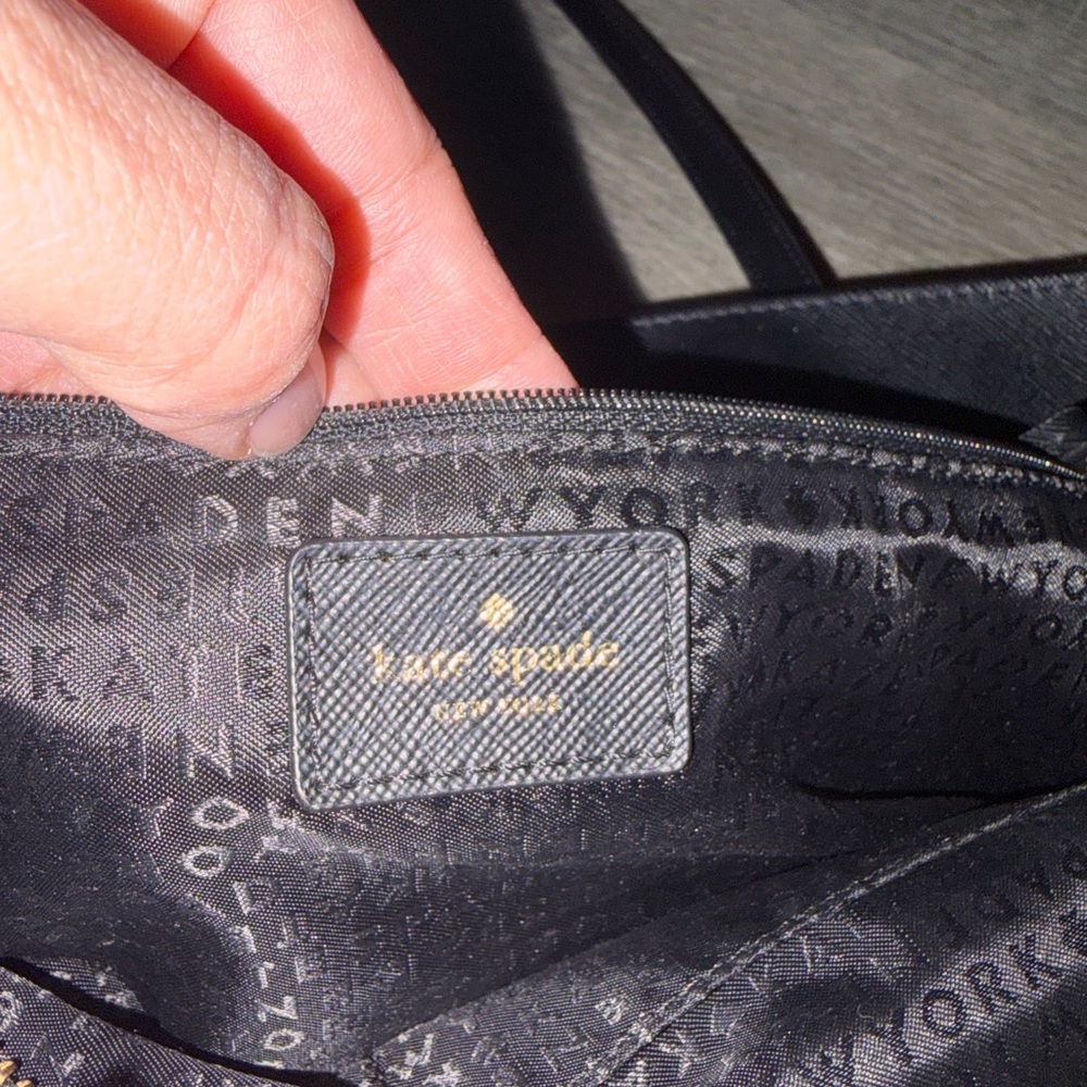 Kate Spade Black Tote with White Bow Pattern - Picture 6 of 8